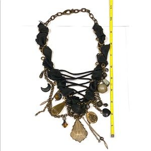 Beth Church Black necklace with large gold crystal